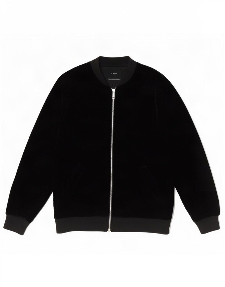 Zara Mens Bomber Jacket UK 40 Grande Poliéster Preto