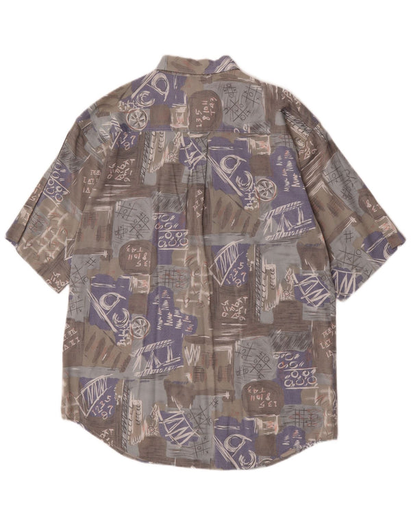 Jean Legalli Mens Graphic Short Sleeve Shirt Size 41/42 Large Grey