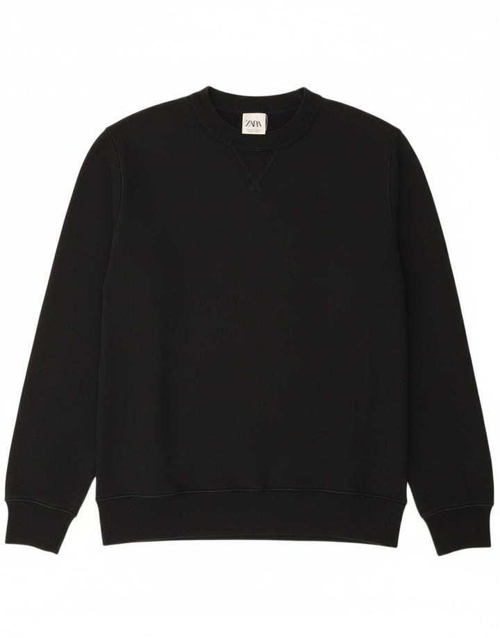 Zara Herren-Sweatshirt-Pullover, mittelschwarz, Baumwolle