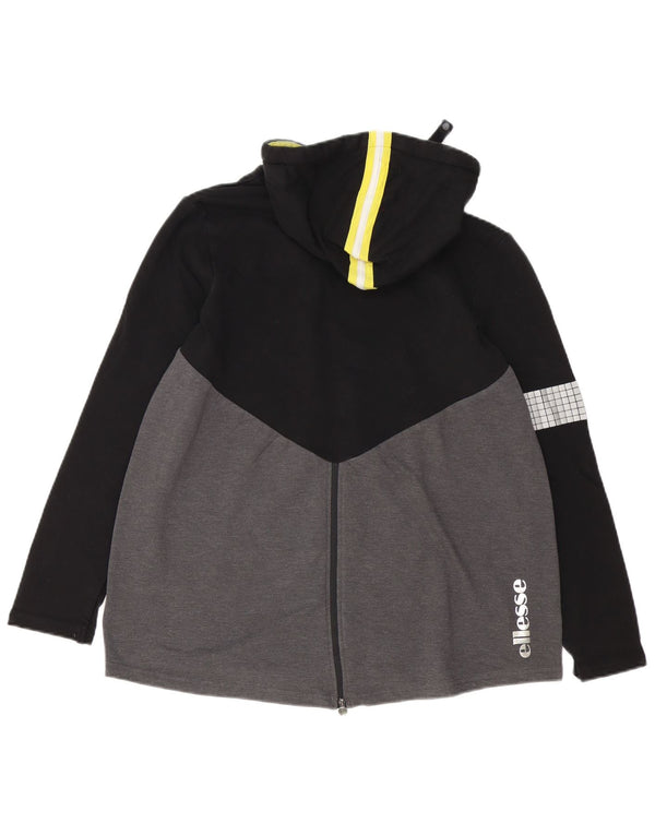 Ellesse Womens Graphic Hoodie Pullover UK 16 Große graue Colourblock-Baumwolle