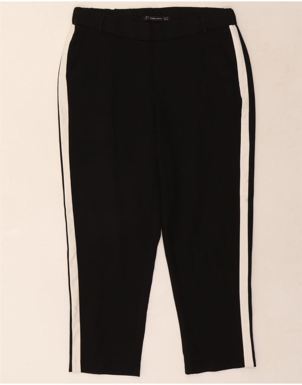 Zara Womens Trafaluc Cropped Trousers Medium W30 L24 Black Colourblock