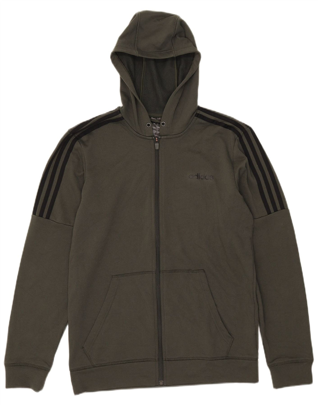 Adidas Mens Zip Hoodie Sweater Medium Khaki Polyester