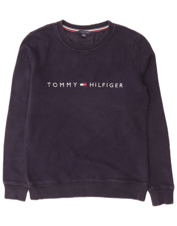 Męska bluza z grafiką Tommy Hilfiger, sweter XS, granatowa, bawełniana