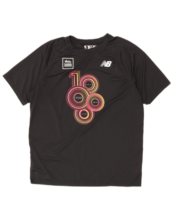New Balance Mens Graphic T-Shirt Top Large Black Polyester