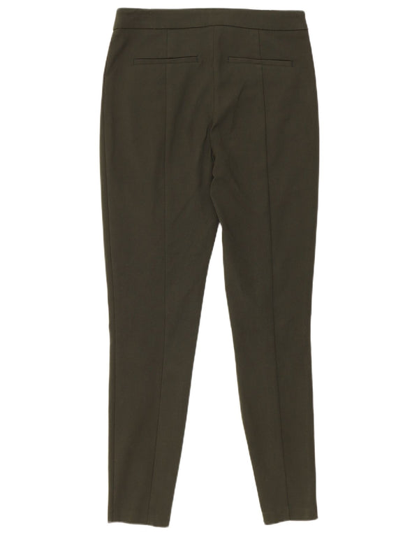 Reiss Womens Slim Casual Trousers UK 10 Small W28 L27 Khaki Cotton