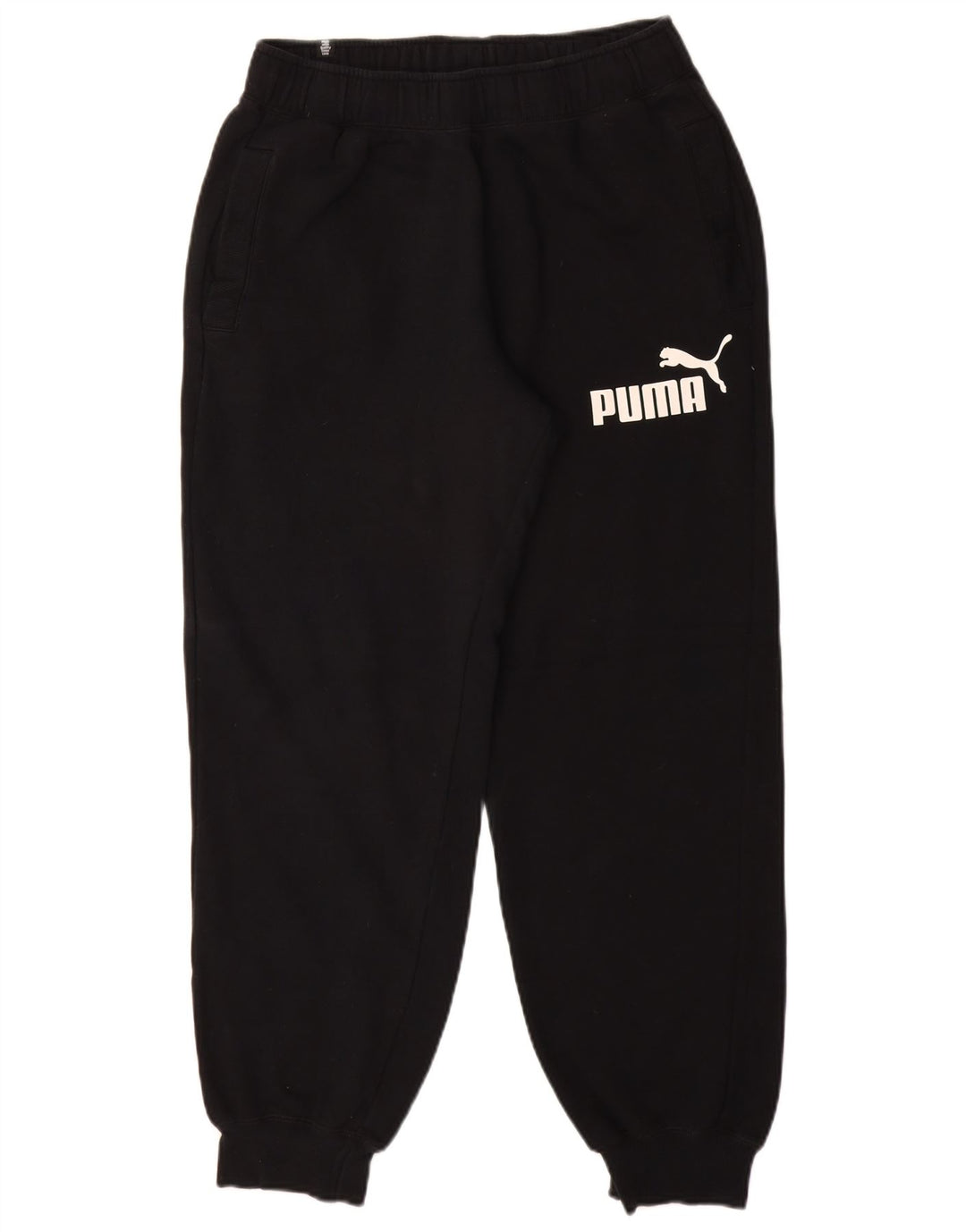 PUMA Mens Graphic Tracksuit Trousers Joggers Medium  Black Cotton