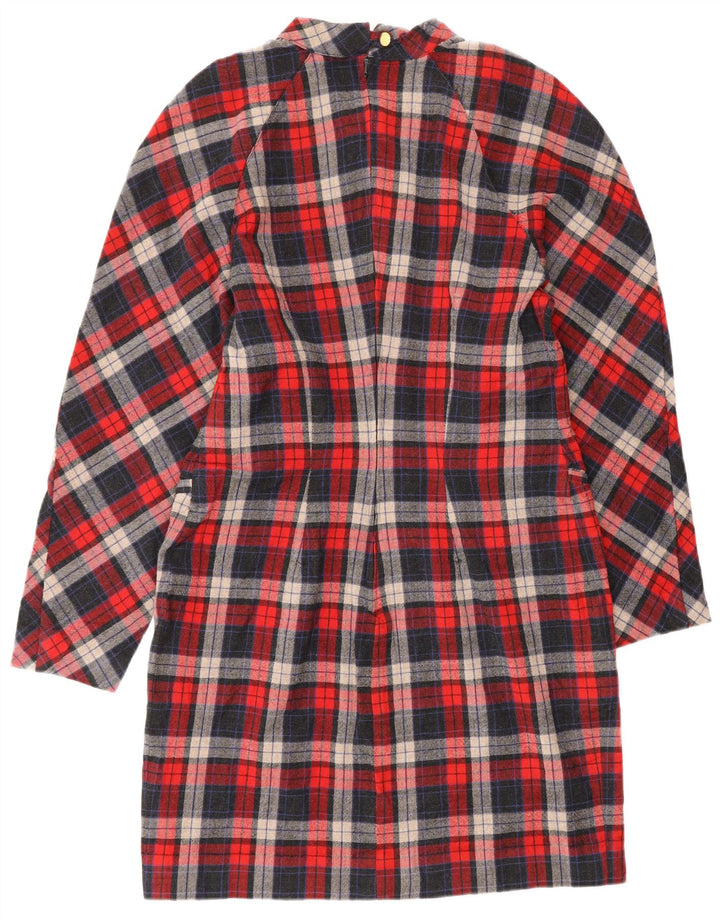 Vintage Womens Long Sleeve Shift Dress IT 46 Large Red Check