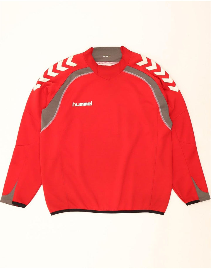 HUMMEL Mens Top Long Sleeve XL Red Colourblock Polyester Vintage Hummel and Second-Hand Hummel from Messina Hembry 