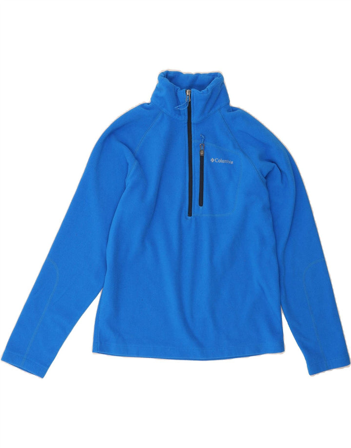 COLUMBIA Mens Zip Neck Fleece Jumper Small Blue Polyester Vintage Columbia and Second-Hand Columbia from Messina Hembry 