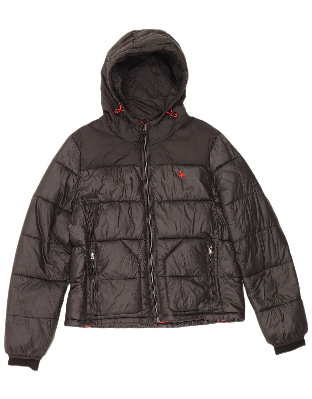 Jack Wills Womens Hooded Padded Jacket UK 12 Medium Black Polyamide