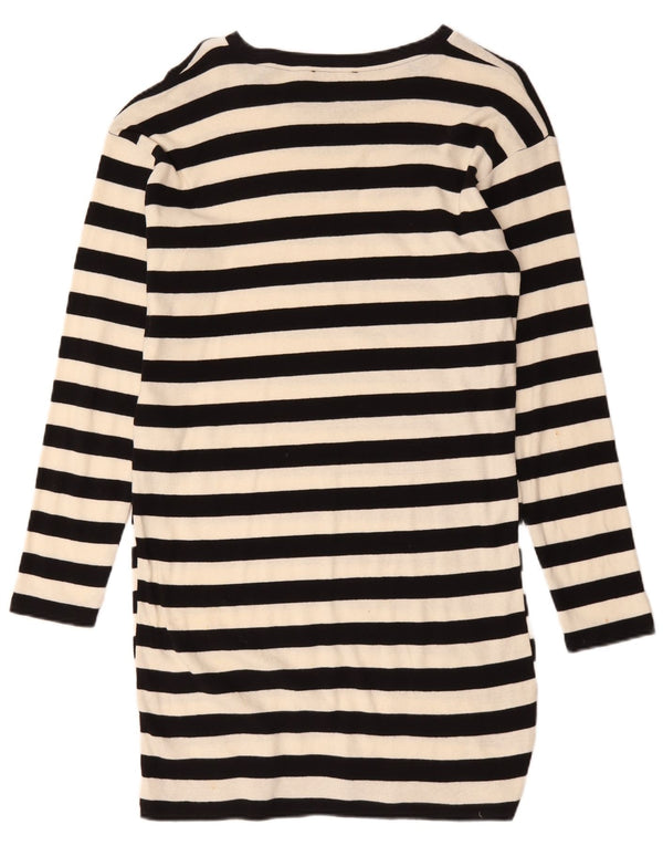 Abito T-shirt oversize a maniche lunghe da donna Zara UK 10 piccolo nero a righe