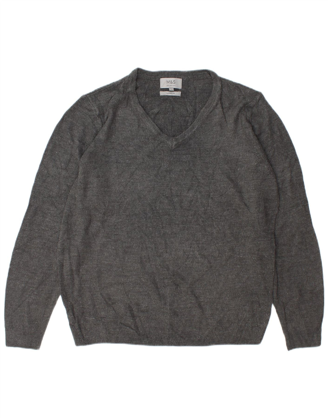 Marks & Spencer Mens V-Neck Jumper Sweater Large Grey Acrylic