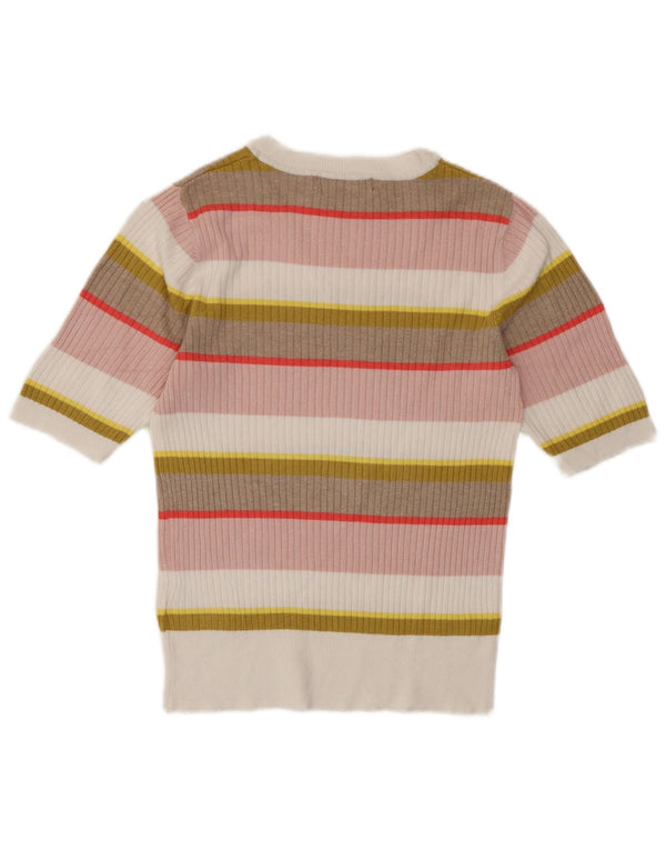 T-shirt corta da donna Marks & Spencer UK 10 piccola a righe multicolore
