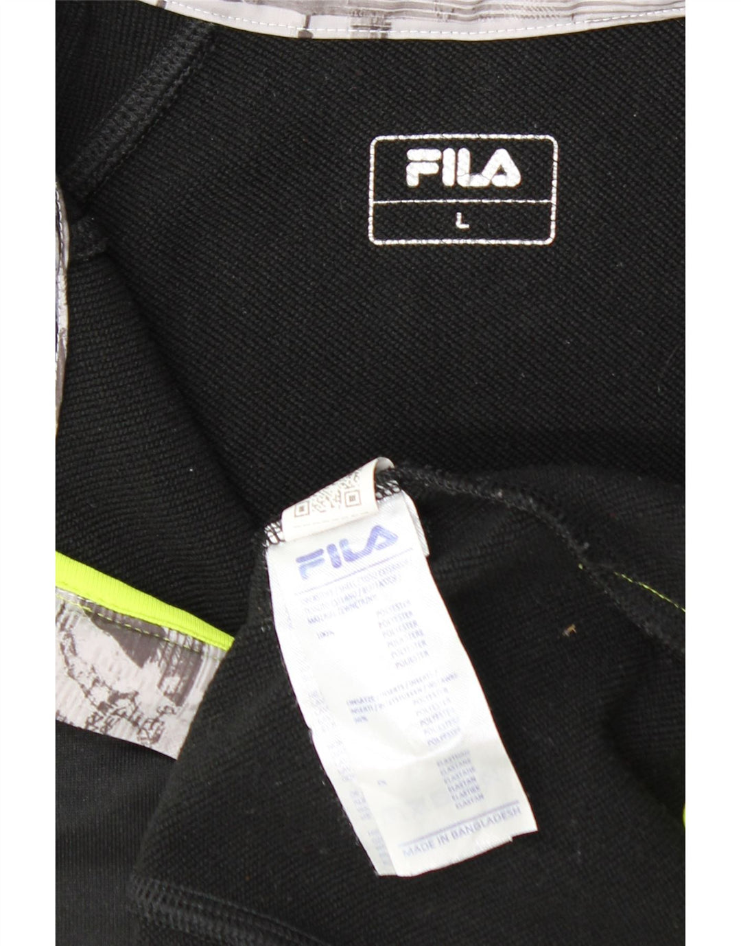 FILA Mens Zip Neck Pullover Tracksuit Top Large Black Colourblock