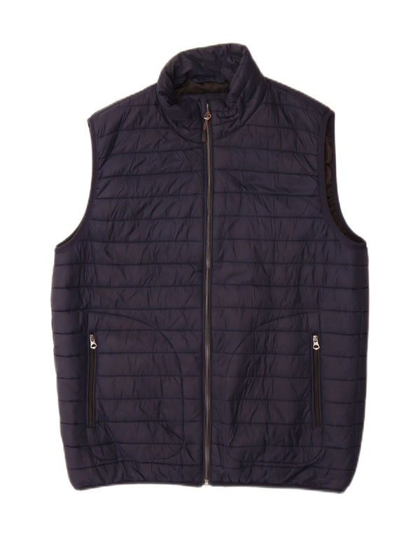 Zara Mens Padded Gilet UK 38 Medium Navy Blue Nylon