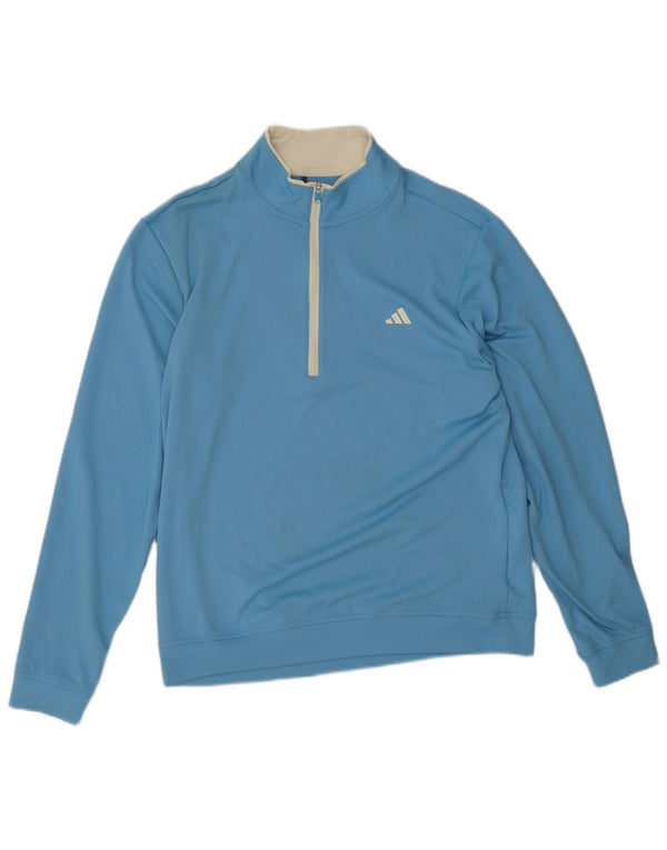 Adidas Mens Zip Neck Pullover Tracksuit Top Medium Blue Polyester
