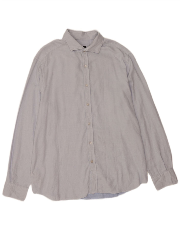 Massimo Dutti Mens Shirt 2XL Blue Spotted Cotton