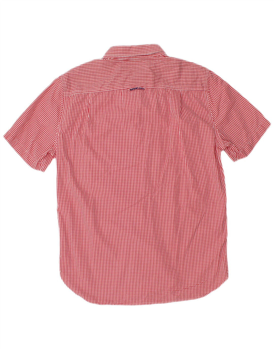 SUPERDRY Mens Short Sleeve Shirt Large Red Gingham Cotton