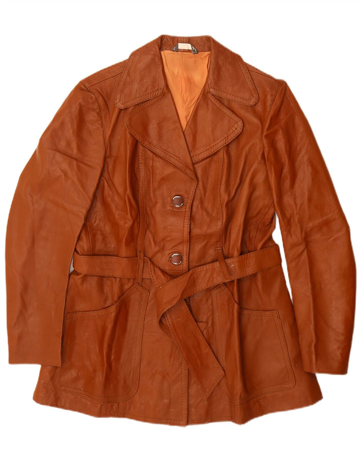 Vintage Womens Leather Jacket UK 14 Medium Brown Leather