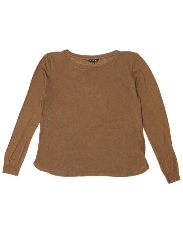 Massimo Dutti Damen-Pullover mit U-Boot-Ausschnitt, UK 14, Medium Khaki, Lyocell