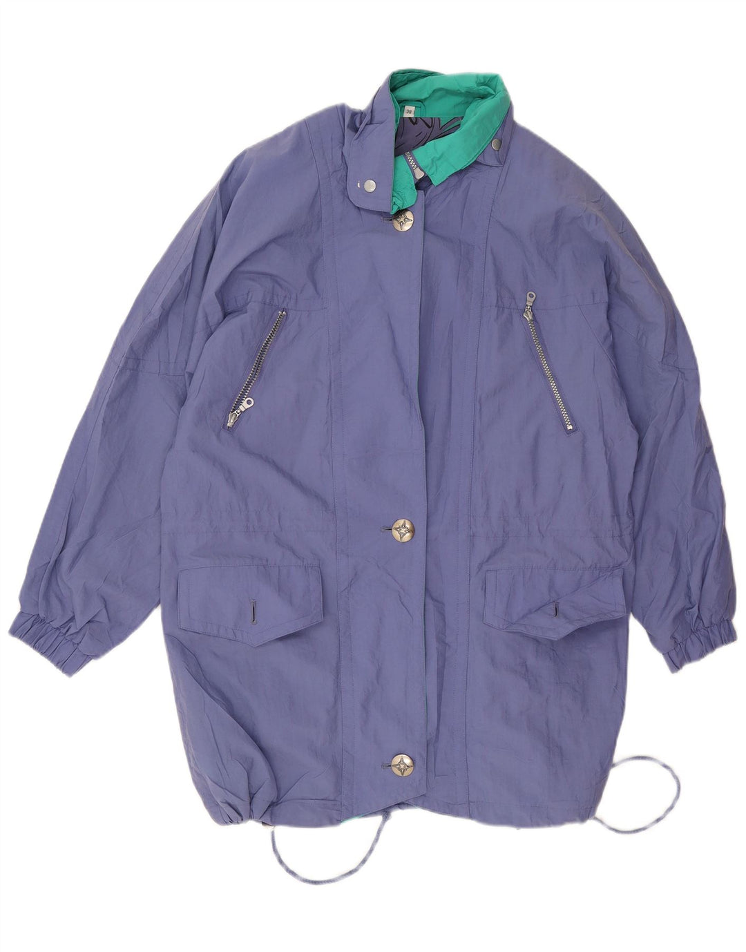 Marcel Clair Womens Oversized Rain Jacket EU 38 Medium Blue Polyamide