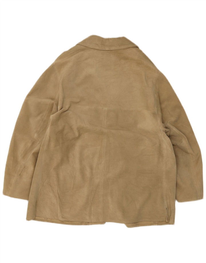 Massimo Rebecchi Veste blazer en daim à 4 boutons pour femme UK 14 Beige moyen