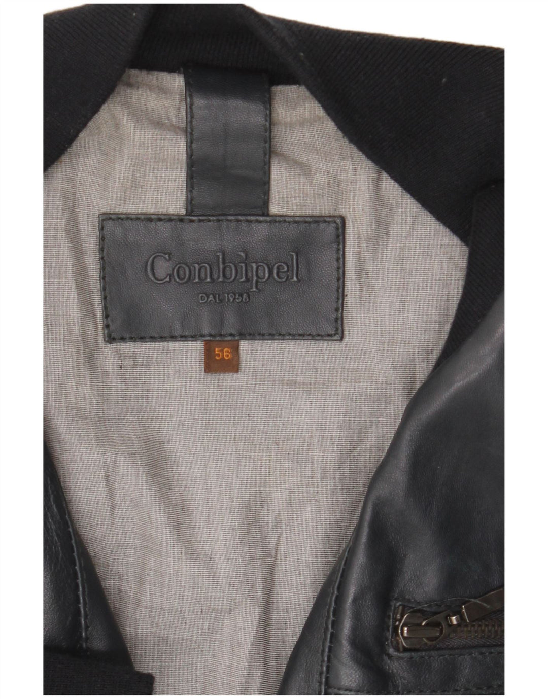 Conbipel Herre Bomber Læderjakke IT 56 2XL Navy Blue