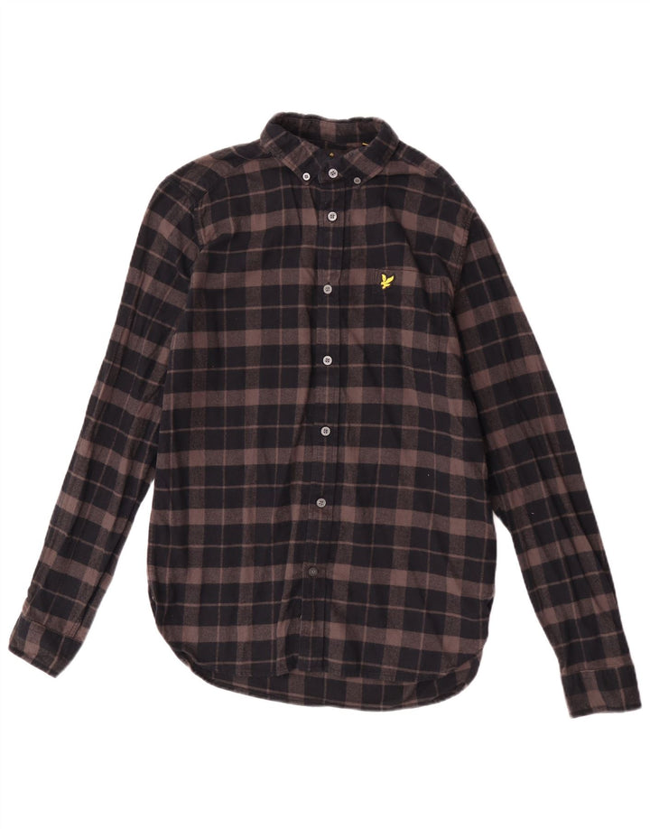 Lyle & Scott Mens Flannel Shirt Small Brown Check Cotton