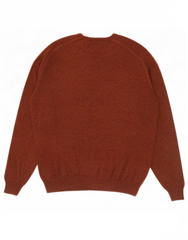 Massimo Dutti Ανδρικό πουλόβερ με λαιμόκοψη μεσαίου καφέ μαλλί
