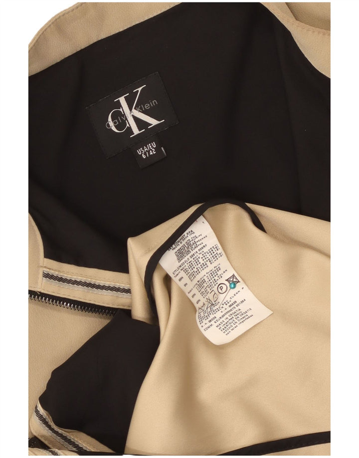 Calvin Klein Womens Overcoat EU 42 Large Beige Polyester