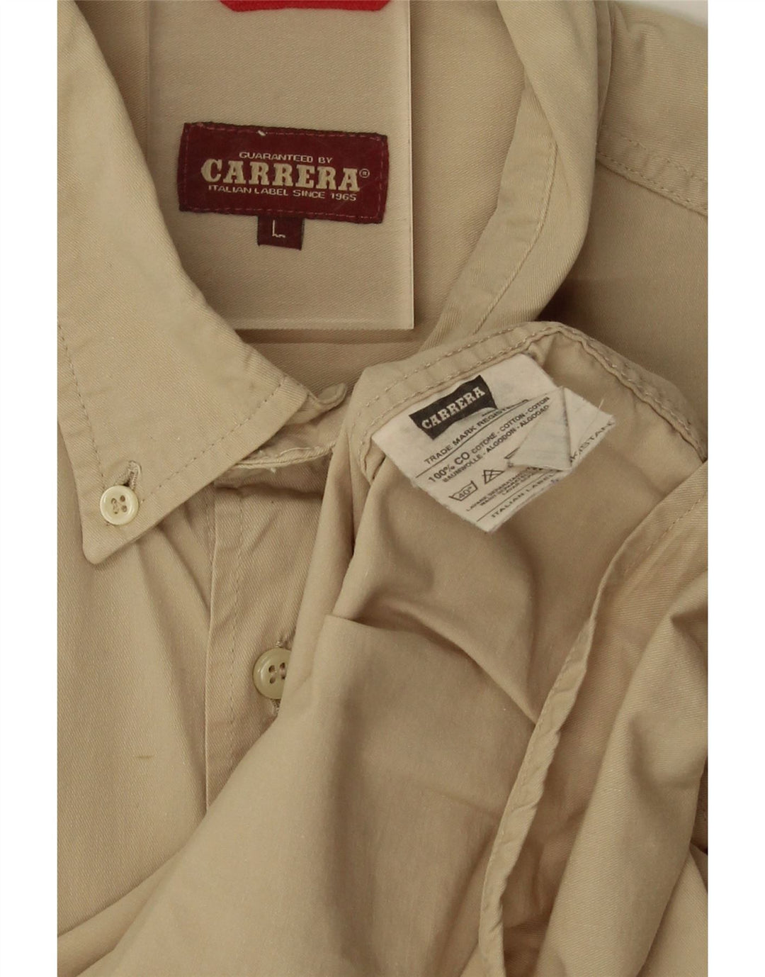 Carrera Mens Shirt Large Beige Cotton