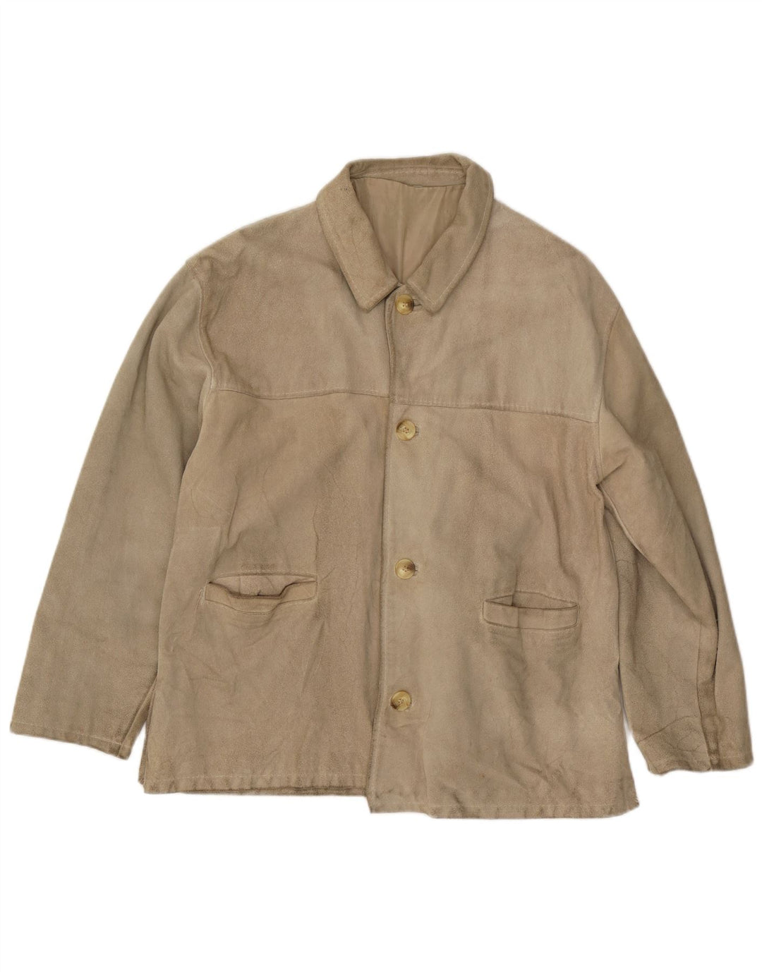 Giacca vintage in pelle scamosciata da uomo IT 48 in pelle beige media