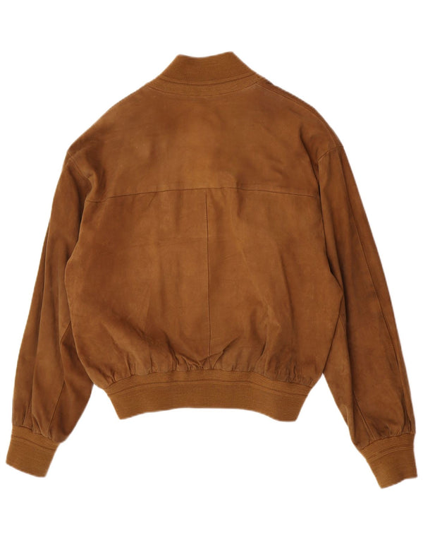 vintage Femme Veste Bomber En Daim Surdimensionnée IT 44 Beige Moyen