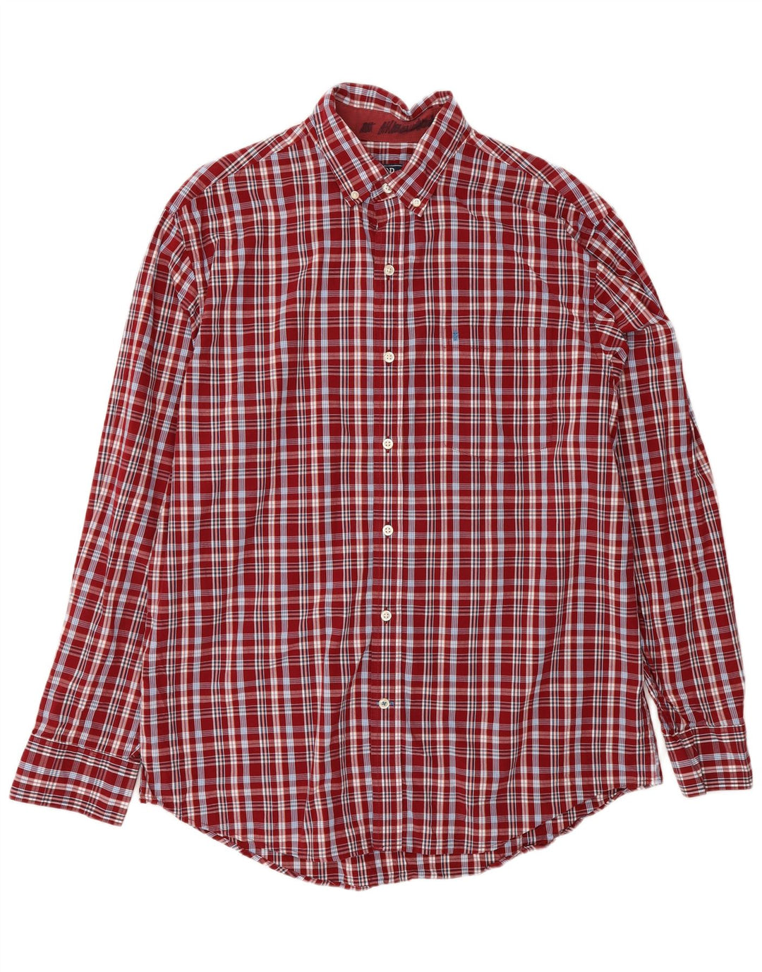 Izod Mens Shirt Large Red Check Cotton
