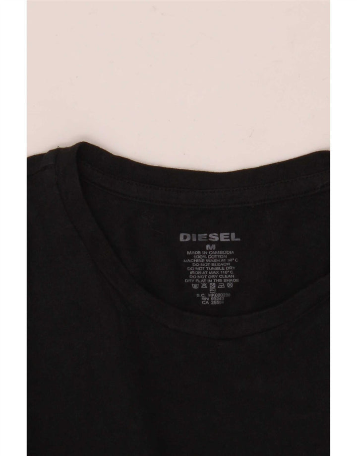 Diesel Mens T-Shirt Top Medium Black Cotton