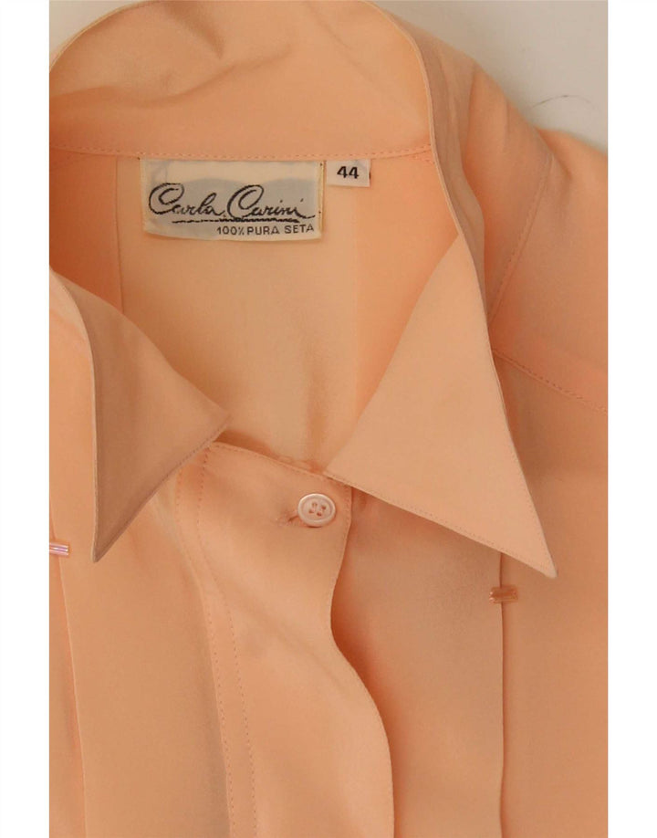 Carla Carini Womens Shirt Blouse IT 44 Medium Pink Silk