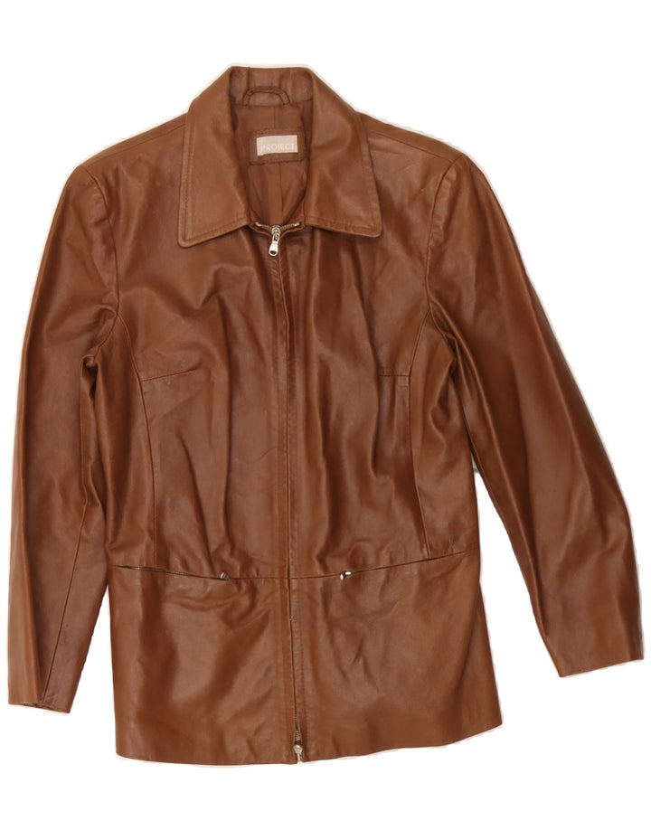 VINTAGE Womens Leather Jacket UK 12 Medium Brown Leather Vintage Vintage and Second-Hand Vintage from Messina Hembry 