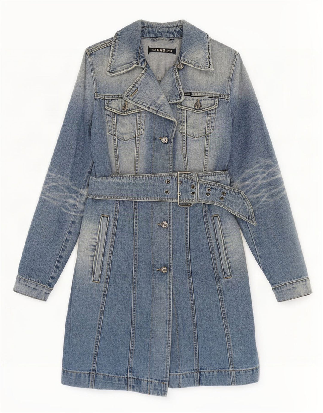 Gas Dame Denim Coat UK 10 Small Blue Cotton