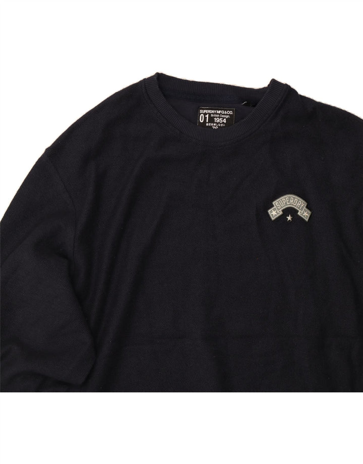 SUPERDRY Womens Oversized Sweatshirt Jumper UK 12 Medium Navy Blue Cotton Vintage Superdry and Second-Hand Superdry from Messina Hembry 