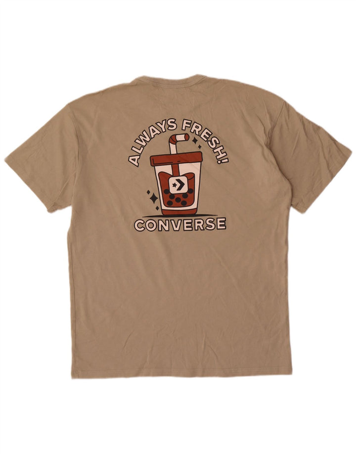 Converse grafisk t-shirt til mænd, stor beige bomuld