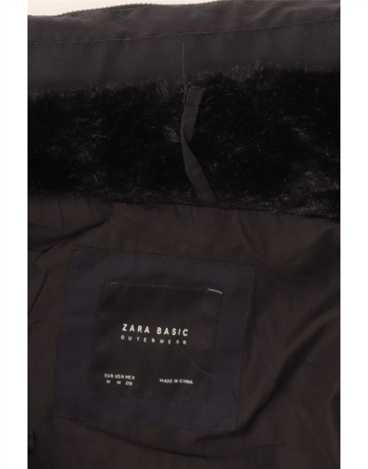 Zara Womens Padded Jacket UK 12 Medium Navy Blue Polyester