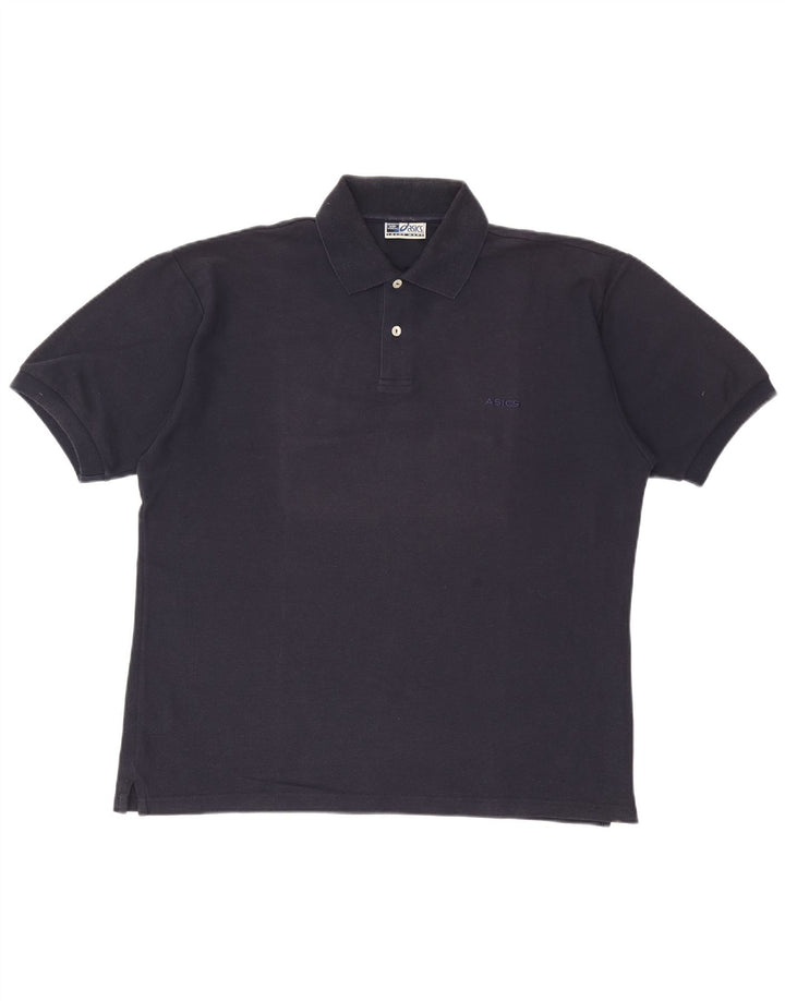 ASICS Mens Polo Shirt Large Navy Blue Cotton