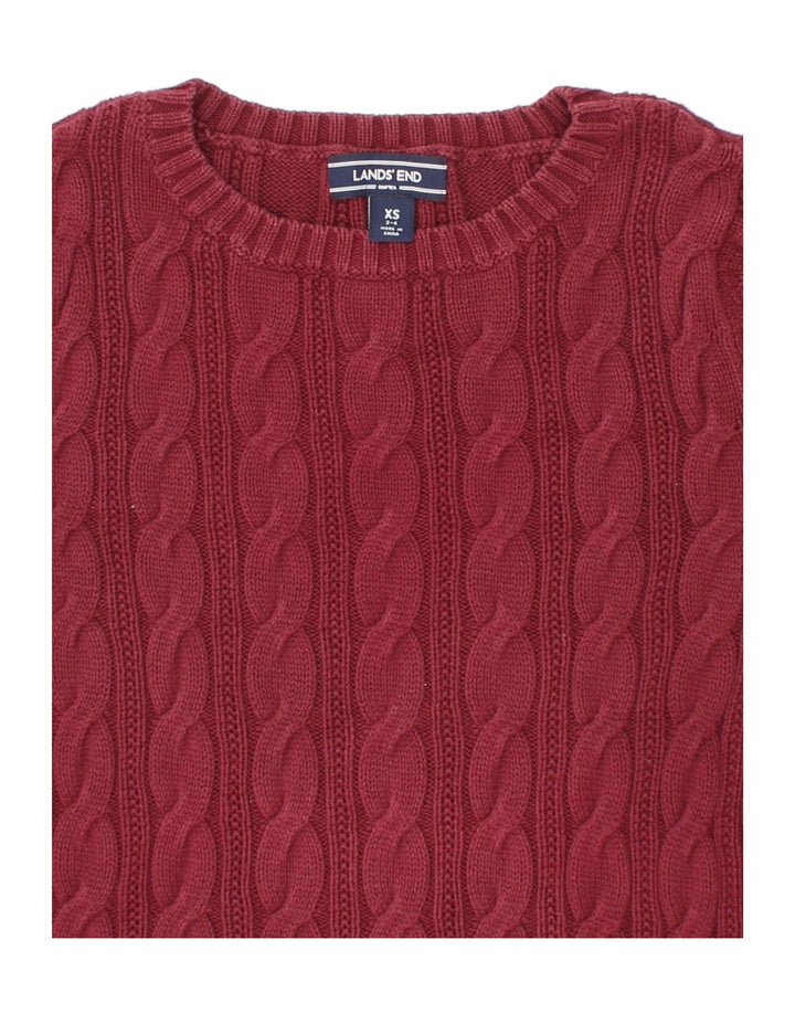 LANDS END Womens Boat Neck Jumper Sweater US 2/4 XS Maroon Cotton Vintage Lands End and Second-Hand Lands End from Messina Hembry 