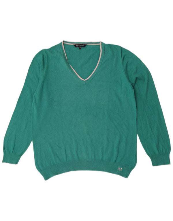 Crew Clothing Damen-Pullover mit V-Ausschnitt, UK 18, XL, grüne Baumwolle