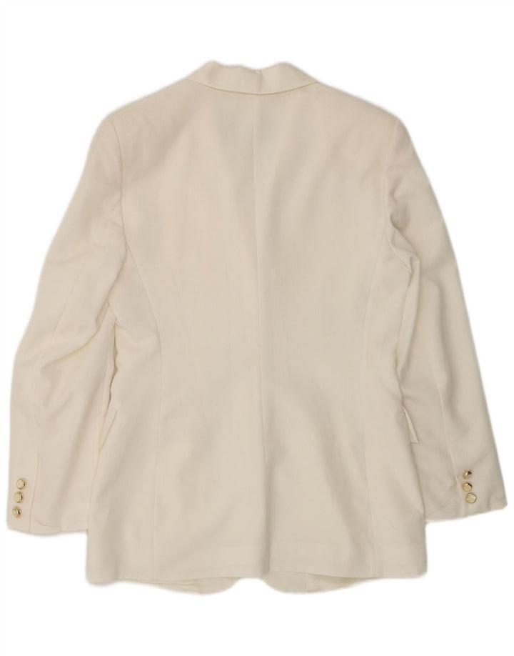 Giacca blazer a 3 bottoni da donna Wit Boy UK 10 piccola in poliestere bianco sporco