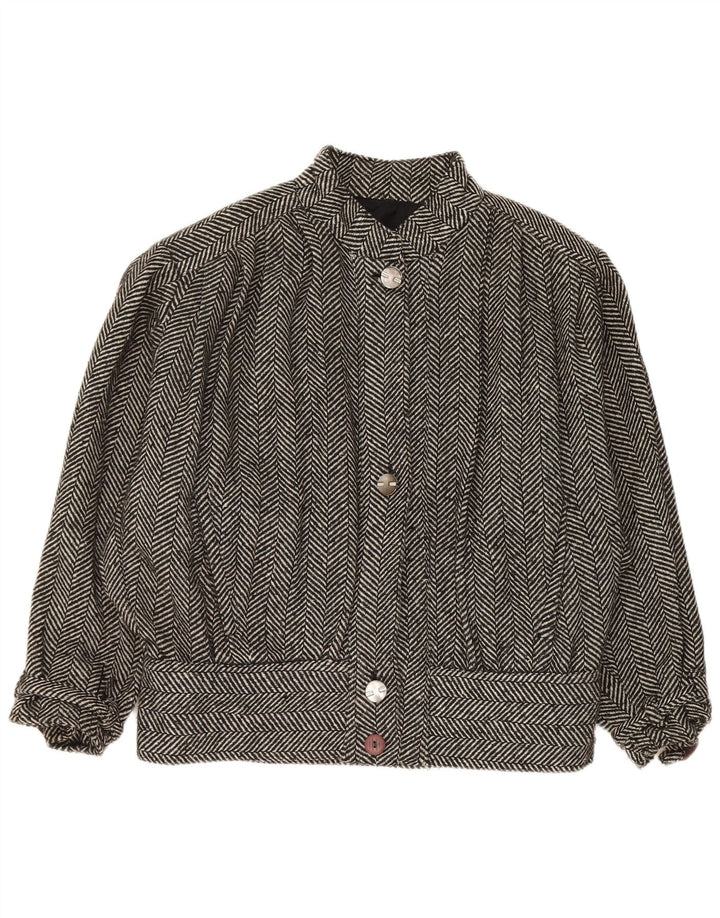 Vintage bomberjakke til kvinder UK 20 2XL Grå sildeben