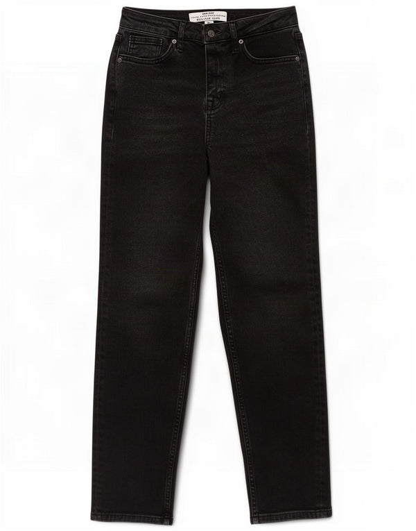 White Stuff Damen Relaxed Slim Jeans UK 8 Small W26 L28 Schwarze Baumwolle