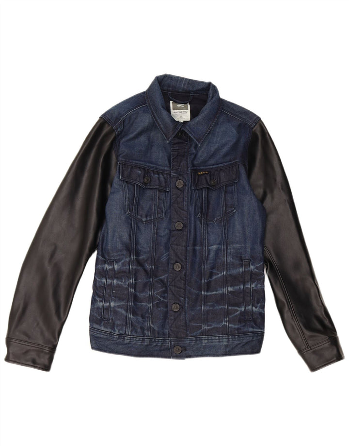 G-Star Womens Denim Jacket UK 12 Medium Navy Blue Colourblock Cotton