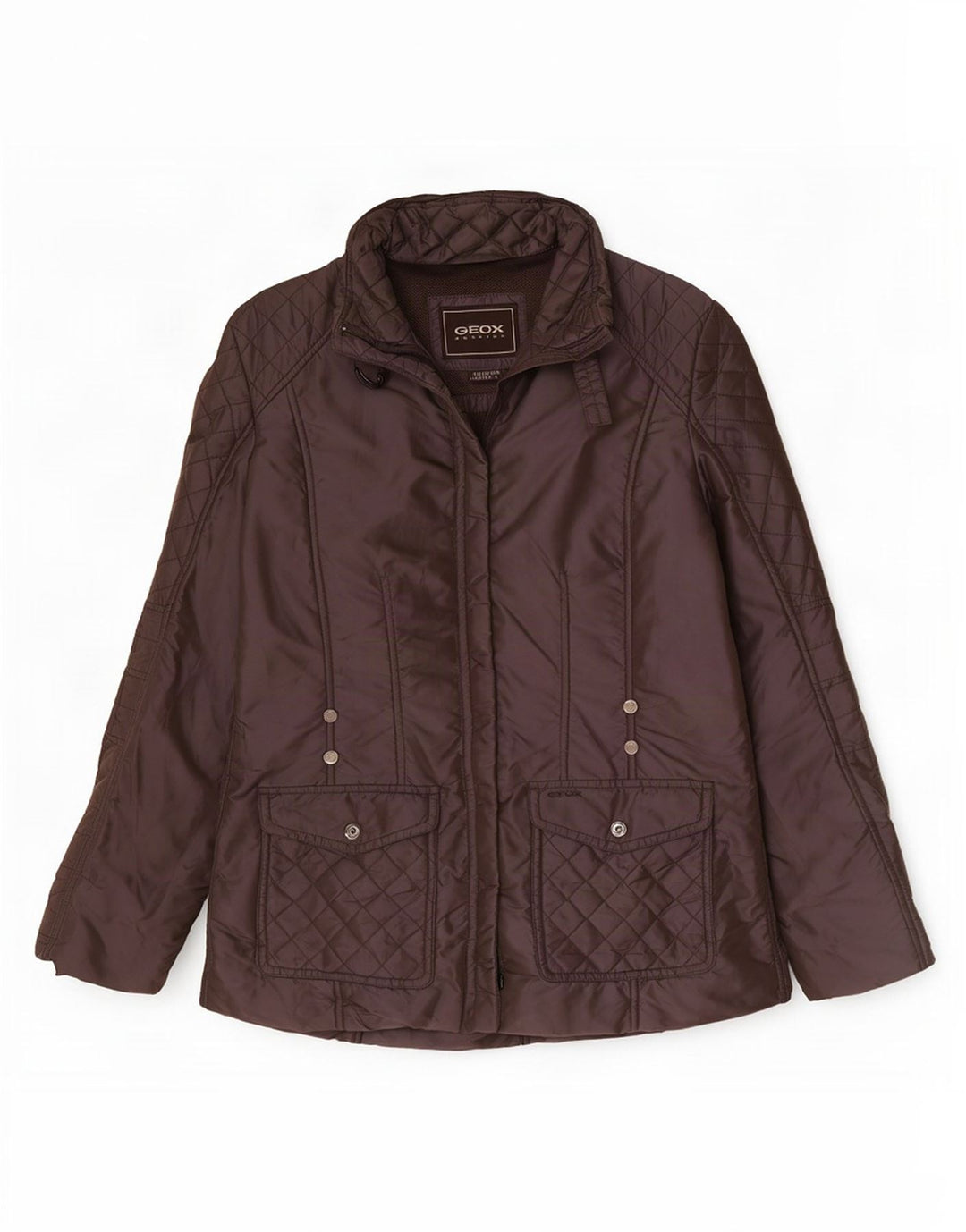 Geox Womens Respira Oversized Quilted Jacket UK 10 Small Brown Polyamide