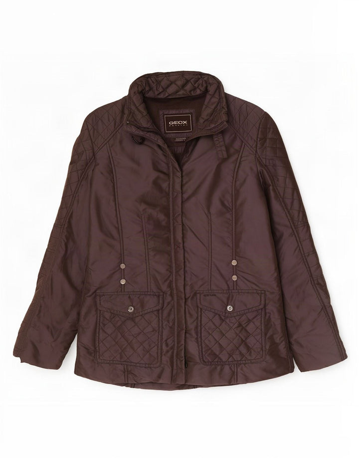 Geox Womens Respira Oversized Quilted Jacket UK 10 Small Brown Polyamide